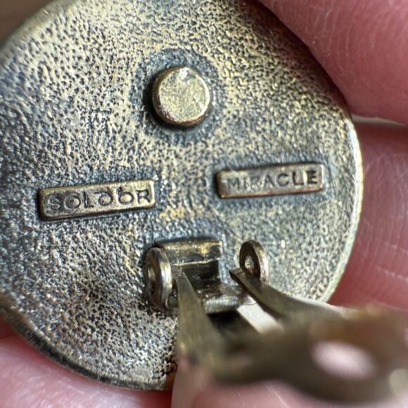 Vintage SoldOr Miracle Celtic Knot Dragon Enamel Clip-On Earrings Red & Yellow - Picture 6 of 8